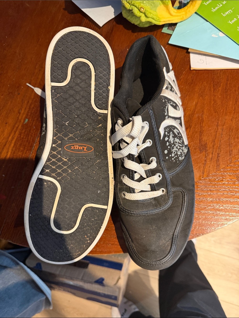 Lugz size 13 Men's Black Lace-Up Skate Sneakers with White Accents